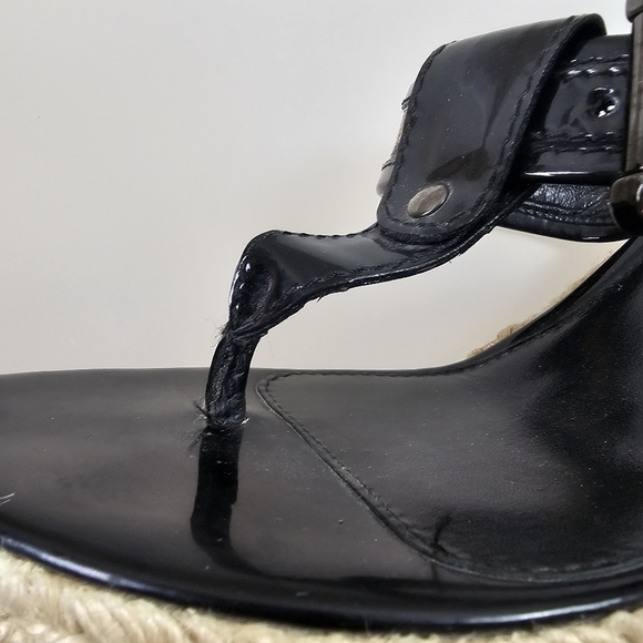 Burberry Black Patent Nova Check Espadrilles Wedge Sandals in 40 (10) - Picture 7 of 11